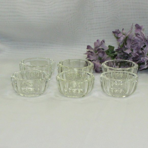 6 OPEN SALT DIPS Depression Glass Vintage Individual Salt Cellars Clear - Picture 1 of 4